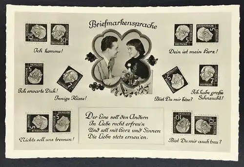 Ansichtskarte Briefmarkensprache Heuss