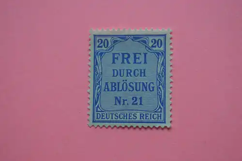 Mi 5 Frei durch Ablösung Nr. 21 20 Pf 1903 *