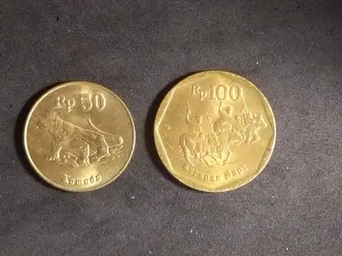 Indonesien - 50 + 100 rupiah 1996