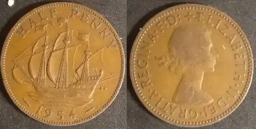 Großbritannien - 1/2 penny 1954 