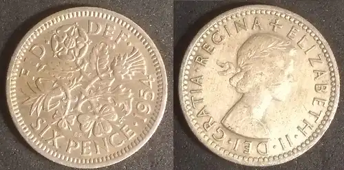 Großbritannien - 6 pence 1954