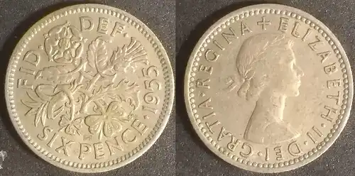 Großbritannien - 6 pence 1955 