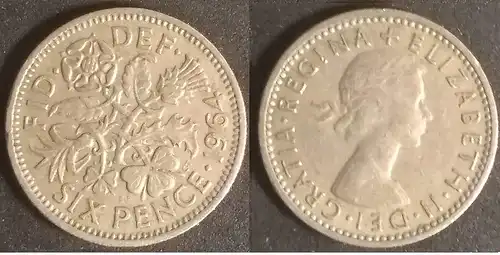 Großbritannien - 6 pence 1964 