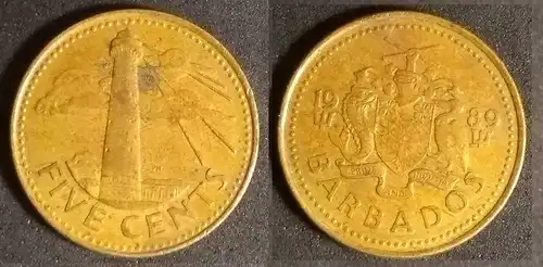 Barbados - 5 cents 1989 