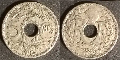 Frankreich - 5 Centimes 1924 Poissy 