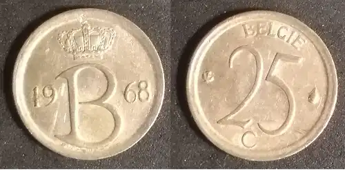 Belgien - 25 Centime 1968 België 