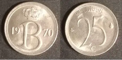 Belgien - 25 Centime 1970 Belgique 