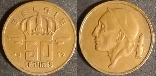 Belgien - 50 Centime 1957 België 