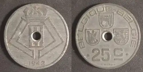 Belgien - 25 Centime 1942 Belgique - Belgie 