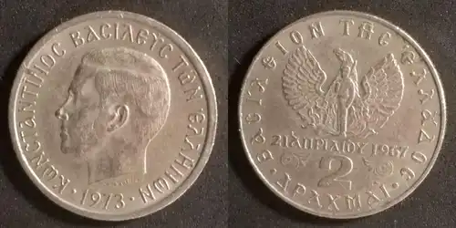 Griechenland  - 2 Drachmen 1973