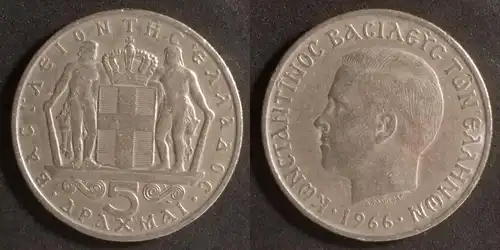 Griechenland  - 5 Drachmen 1966