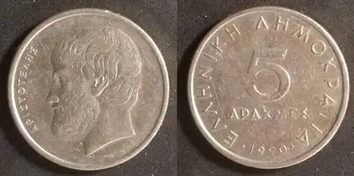 Griechenland  - 5 Drachmen 1990