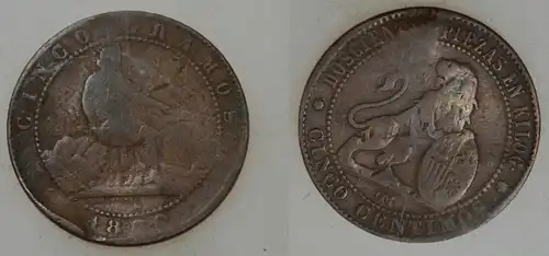Spanien - 5 Centimos 1870 