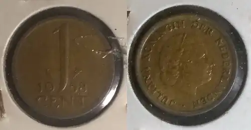 Niederlande - 1 Cent 1958 im Münzhalter 