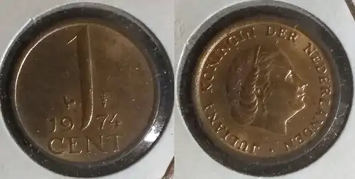 Niederlande - 1 Cent 1974 im Münzhalter 