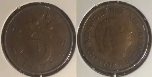 Niederlande - 5 Cent 1951 im Münzhalter 