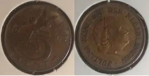 Niederlande - 5 Cent 1963 im Münzhalter 