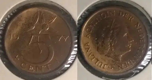 Niederlande - 5 Cent 1977 im Münzhalter 