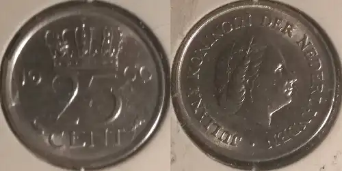 Niederlande - 25 Cent 1966 im Münzhalter 