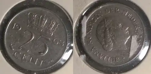 Niederlande - 25 Cent 1968 im Münzhalter 