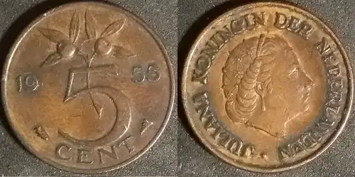 Niederlande - 5 Cent 1955 im Münzhalter 