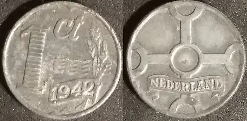 Niederlande - 1 Cent 1942 im Münzhalter 