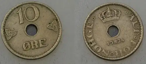 Norwegen - 10 Öre 1924 