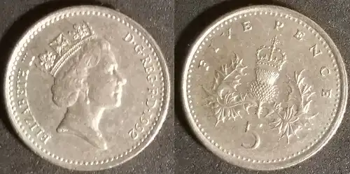 Großbritannien - 5 Pence 1992 