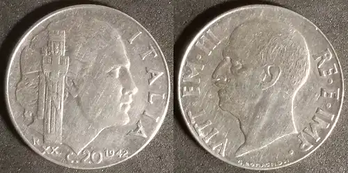 Italien - 20 Centesimi 1942 KM#75b 