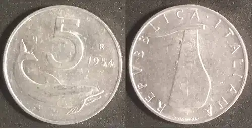 Italien - 5 Lire 1954 