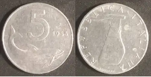 Italien - 5 Lire 1955 