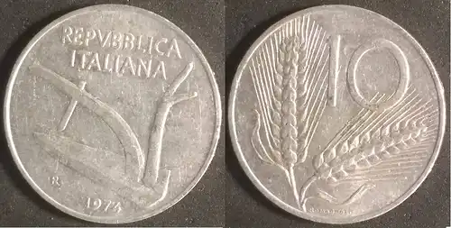 Italien - 10 Lire 1974