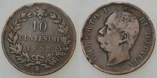Italien - 10 Centesimi 1893 BI