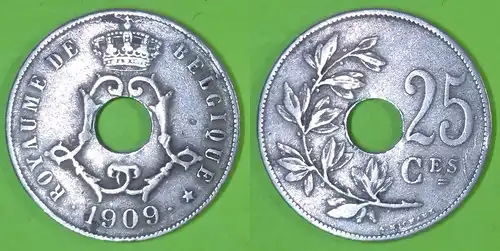 Belgien - 25 Centime 1909 Belgique