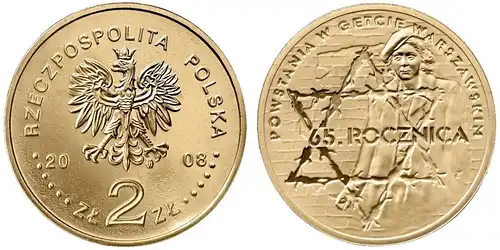 Polen - 2 Zlote 2008 - 65 Jahrestag - Aufstand im Warschauer Ghetto