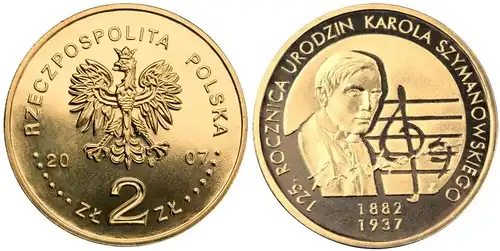 Polen - 2 Zlote 2007 - 125. Geburtstag von Karol Szymanowski