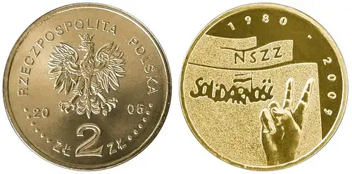 Polen - 2 Zlote 2005 - 25 Jahre Gründung der Solidaritätsgewerkschaft