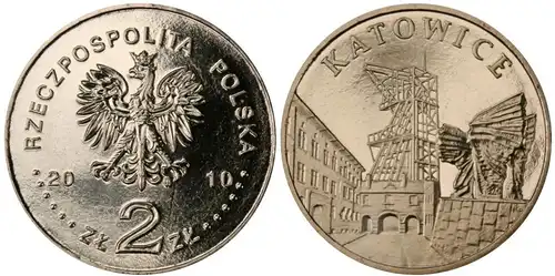Polen - 2 Zlote 2010 - Polnische Städte - Katowice