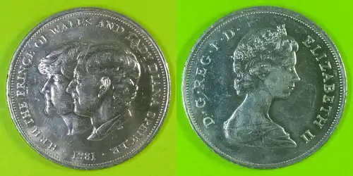 Großbritannien - 25 Pence 1981  Hochzeitbvon Prinz Charles und Lady Diana