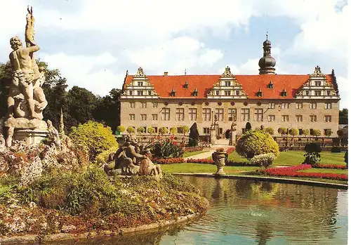 Ansichtskarte Schloss Weikersheim An der romantischen Straße, Ansicht vom Park nicht gelaufen