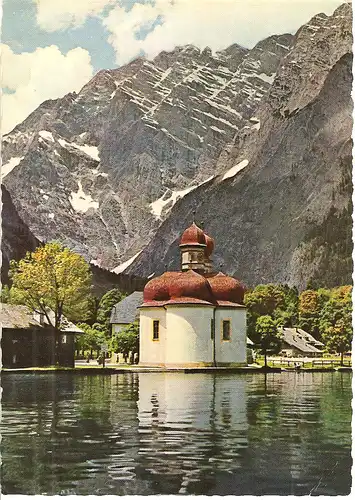 Ansichtskarte St. Bartholomä mit Watzmann-Ostwand 2714 m, nicht gelaufen