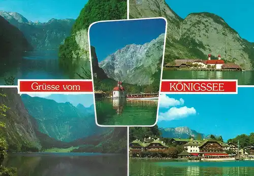 Ansichtskarte Grüße vom Königssee - St. Bartholomä - Obersee - Seelände - nicht gelaufen