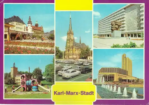 Ansichtskarte Karl Marx Stadt Chemnitz Mehrbildkarte 1980 - gelaufen