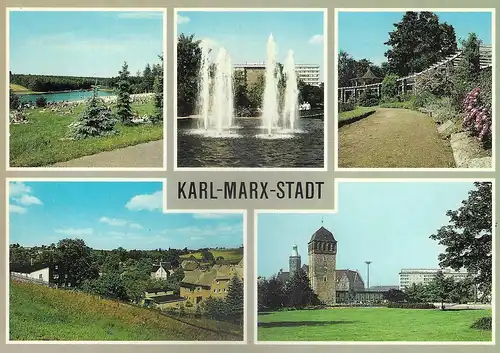 Ansichtskarte Karl Marx Stadt Chemnitz Mehrbildkarte 1988  - nicht gelaufen