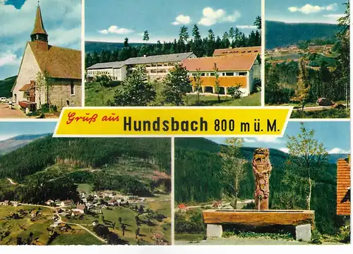 Ansichtskarte Grüße aus Hundsbach 800 m. ü. M. - gelaufen 1967
