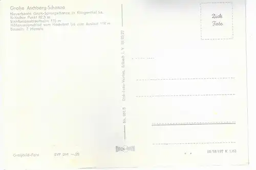 Ansichtskarte Große Aschberg-Schanze Klingenthal - nicht gelaufen  ca. 1963