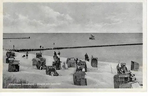 Ansichtskarte Kölpinsee (Usedom) - Strand mit Seesicht - gelaufen