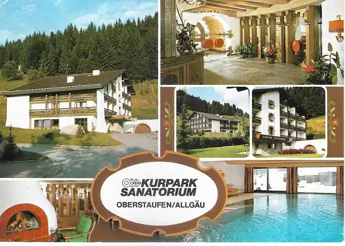 Ansichtskarte Kurpark Sanatorium Oberstaufen / Allgäu - gelaufen 1987