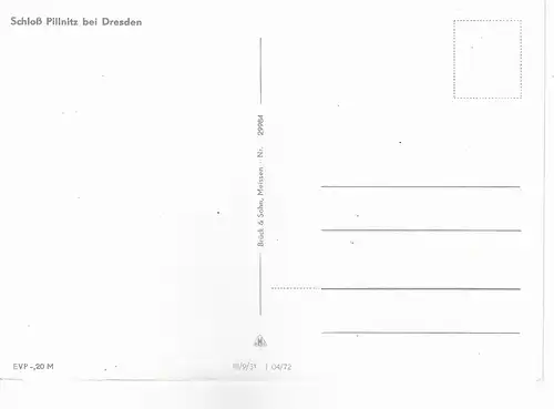 Ansichtskarte Schloss Pillnitz bei Dresden - nicht gelaufen 1972