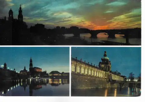Ansichtskarte Dresden bei Nacht - nicht gelaufen ca. 1972